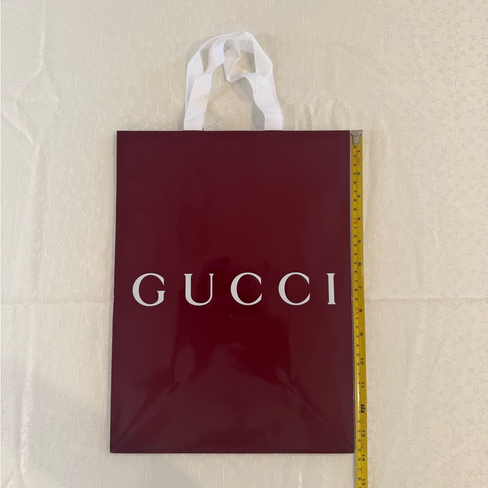 Gucci Deep Red Shopping Tote with White Handles